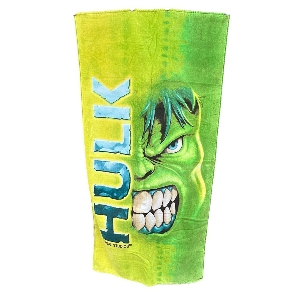 Y2K The Incredible Hulk Universal Studios Cotton Beach Towel Bright Green 27x54